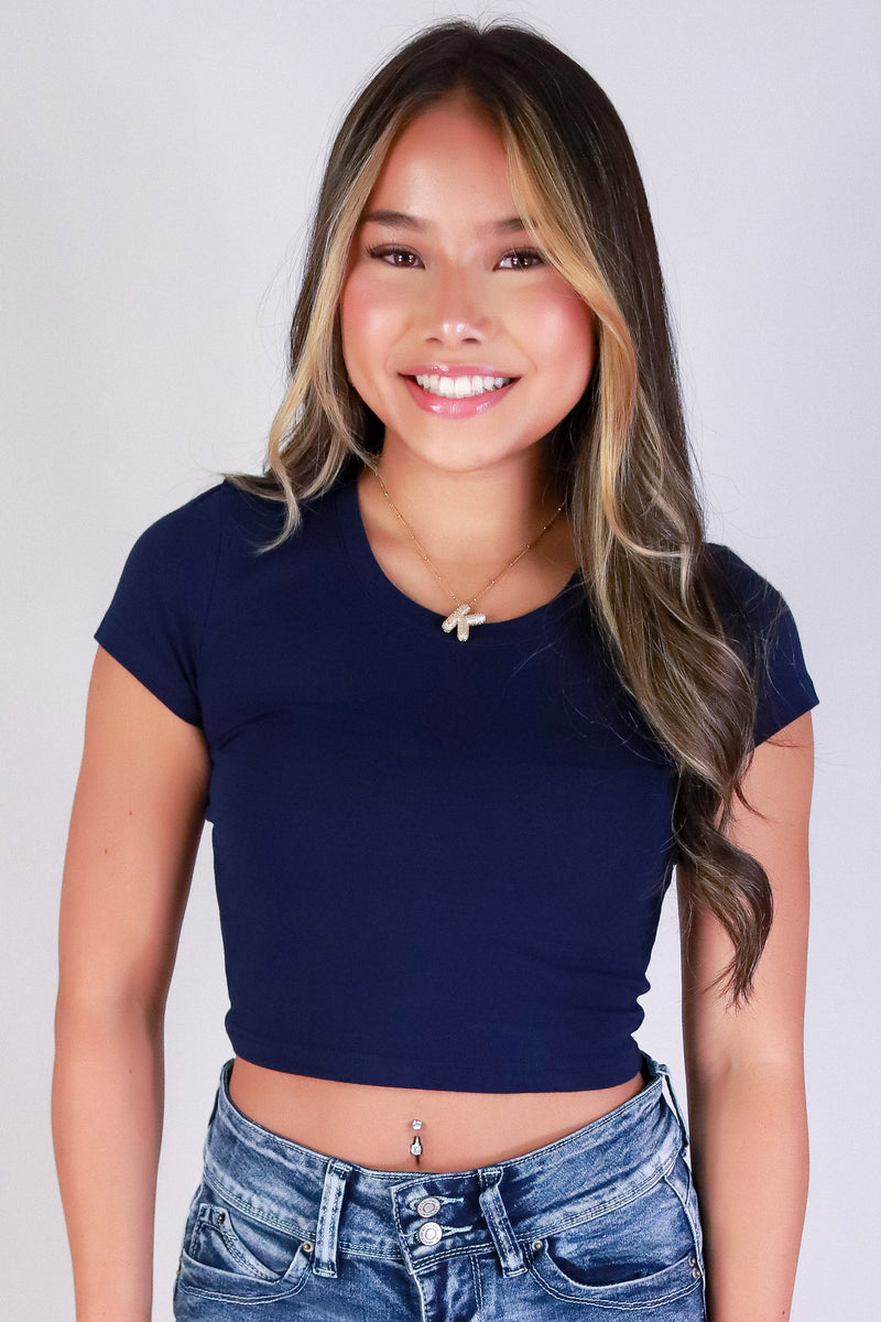 Jeans Warehouse Hawaii - S/S SOLID BASIC - PART OF THE CREW TOP | By ROSIO
