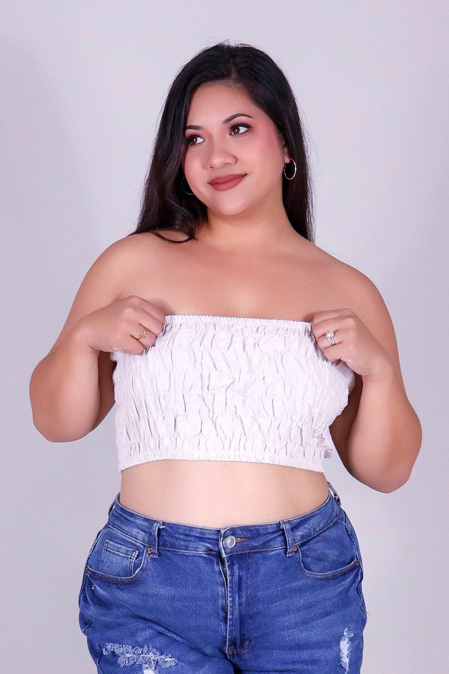 GIVE ME SUGAR SMOCKED CROP TUBE TOP