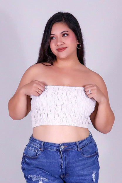 GIVE ME SUGAR SMOCKED CROP TUBE TOP