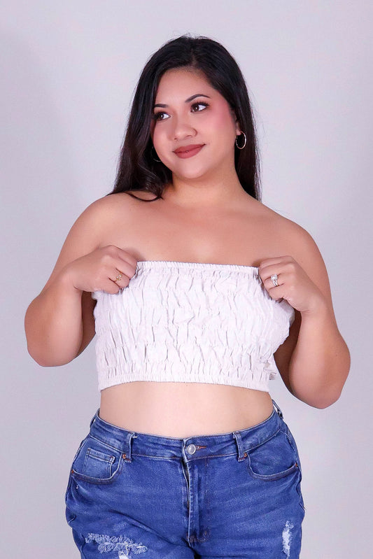 GIVE ME SUGAR SMOCKED CROP TUBE TOP