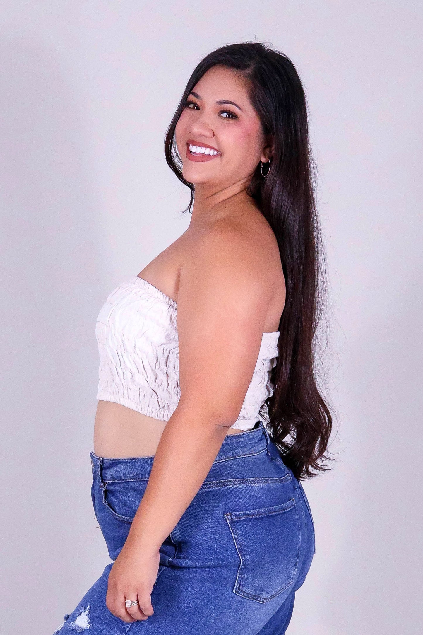 GIVE ME SUGAR SMOCKED CROP TUBE TOP