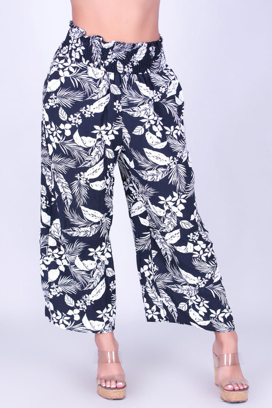 BOTANICAL MUSE SMOCKED WAIST CAPRI'S