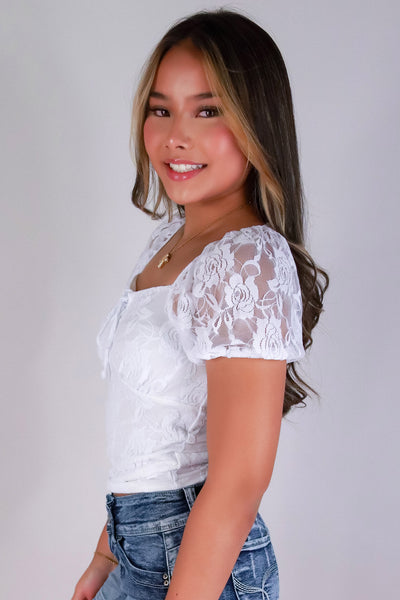 Jeans Warehouse Hawaii - SS CASUAL SOLID - HEART IN LACE TOP | By POPULAR 21
