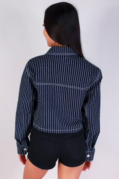 Jeans Warehouse Hawaii - DENIM JACKETS - DEEP BLUE STRIPED DENIM JACKET | By ACTIVE USA