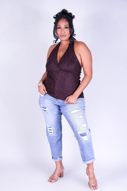 LACED DESIRE HALTER TOP