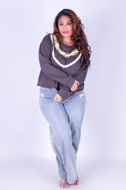 PUAKENIKENI PIKAKE LEI SWEATER