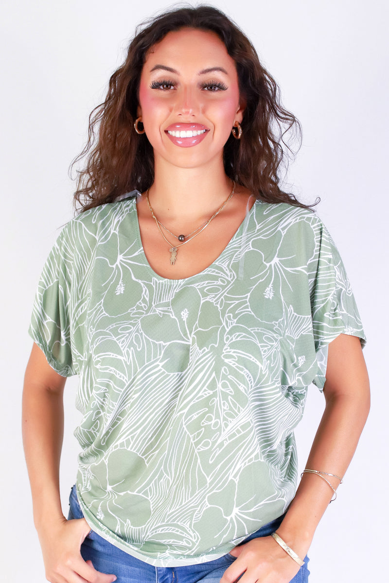 Jeans Warehouse Hawaii - SS PRINT - SECRET GARDEN DOLMAN TOP | By PAPERMOON/ B_ENVIED