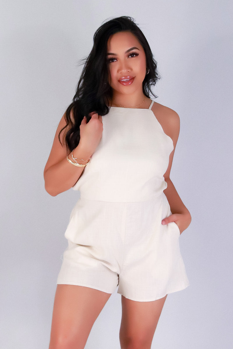 Jeans Warehouse Hawaii - SOLID ROMPERS - TIE ME CUTE ROMPER | By OLIVE & CO