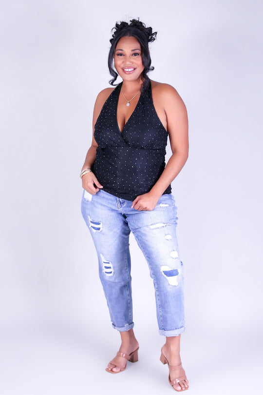 LACED DESIRE HALTER TOP