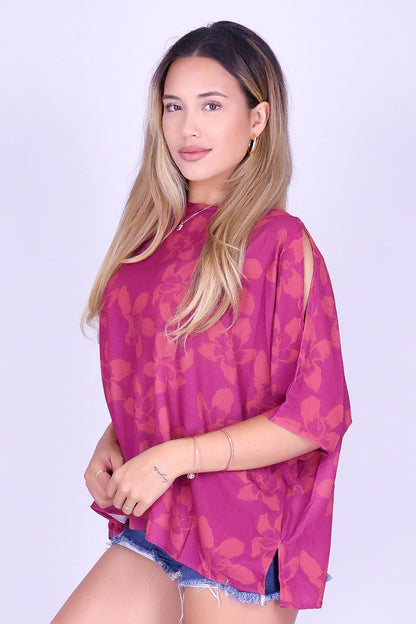 SILK FLOSS TREE FLOWER COLD SHOULDER TOP