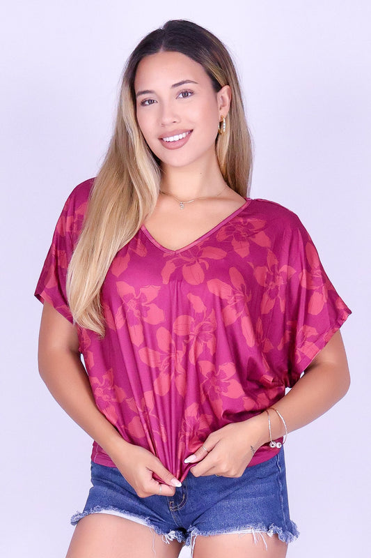 SILK FLOSS TREE FLOWER DOLMAN TOP