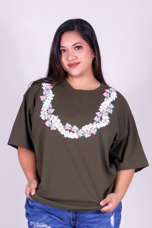 2 PIKAKE LOKELANI OVERSIZED LEI TEE