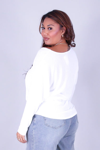 RIBBED CHARM LONG SLEEVE TOP