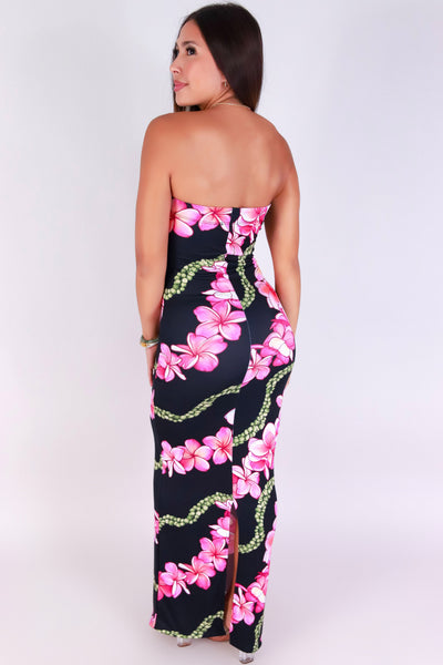 Jeans Warehouse Hawaii - TUBE LONG PRINT DRESSES - PLUMERIA MOKIHANA TUBE MAXI DRESS | By LUZ