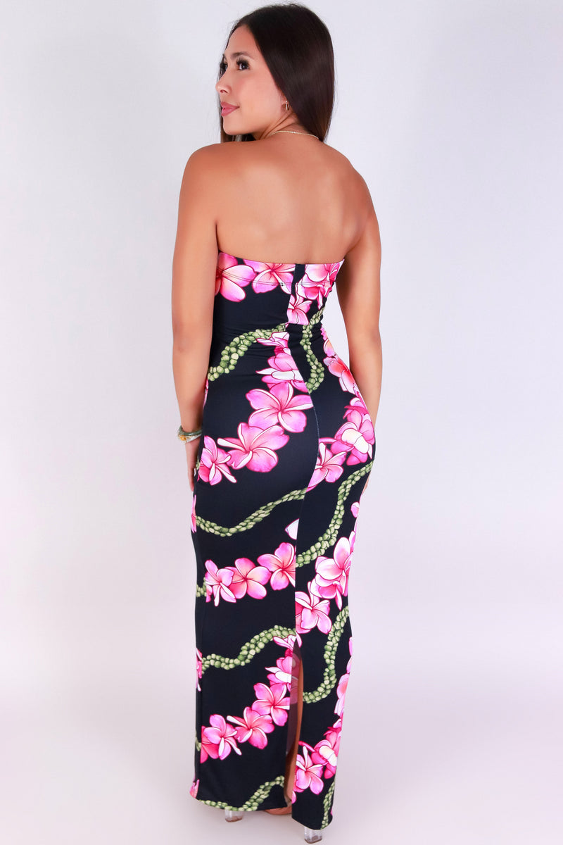 Jeans Warehouse Hawaii - TUBE LONG PRINT DRESSES - PLUMERIA MOKIHANA TUBE MAXI DRESS | By LUZ
