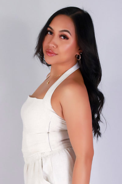 Jeans Warehouse Hawaii - S/L SOLID WOVEN TOPS - TIED IN STYLE HALTER TOP | By OLIVE & CO