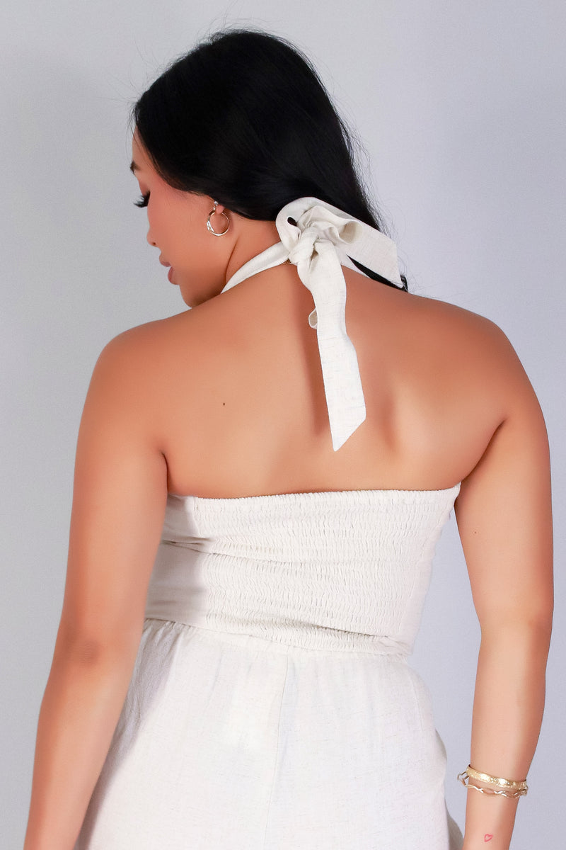 Jeans Warehouse Hawaii - S/L SOLID WOVEN TOPS - TIED IN STYLE HALTER TOP | By OLIVE & CO
