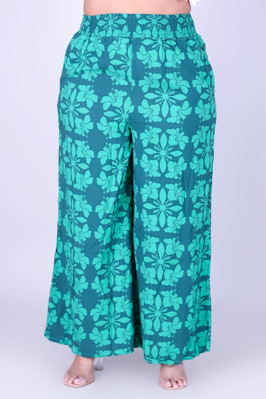 HIBISCUS QUILT SMOCKED WAIST PANTS