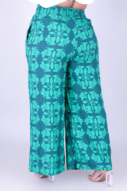 HIBISCUS QUILT SMOCKED WAIST PANTS