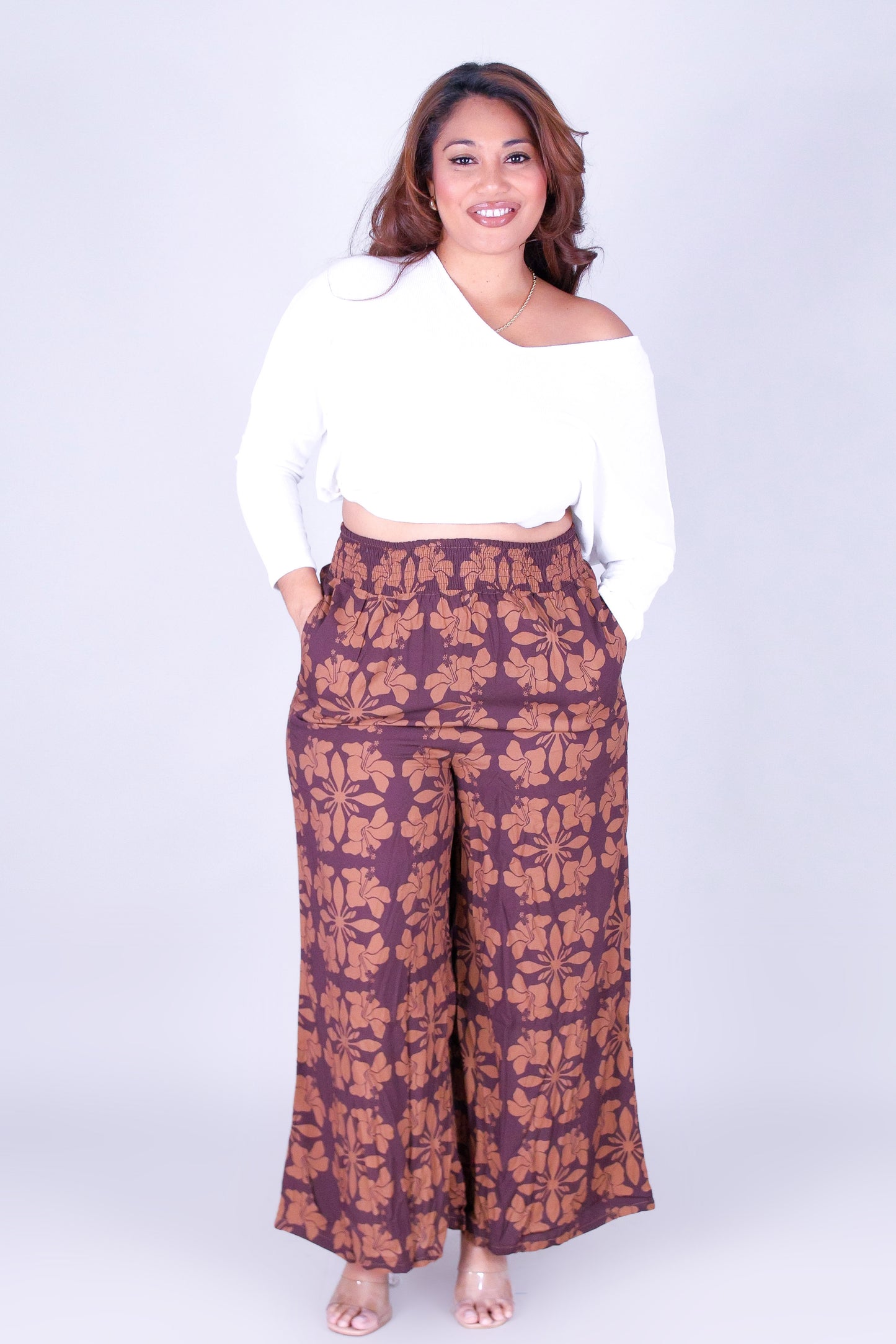 HIBISCUS QUILT SMOCKED WAIST PANTS