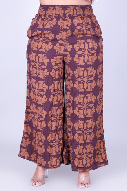 HIBISCUS QUILT SMOCKED WAIST PANTS