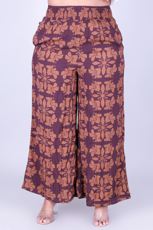 HIBISCUS QUILT SMOCKED WAIST PANTS