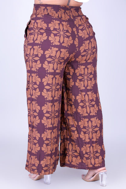 HIBISCUS QUILT SMOCKED WAIST PANTS