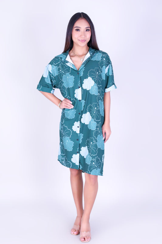 MULTI ALOALO BUTTON DOWN DRESS