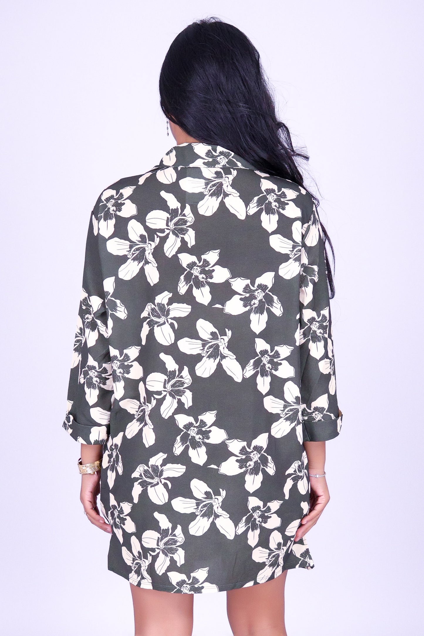SILK FLOSS TREE FLOWER BUTTON DOWN DRESS