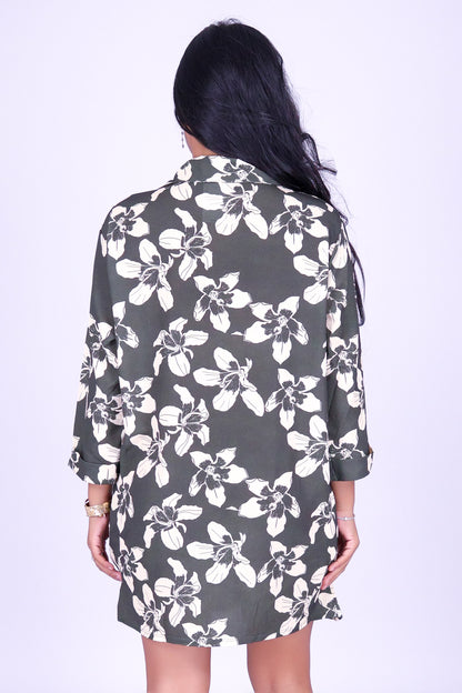 SILK FLOSS TREE FLOWER BUTTON DOWN DRESS