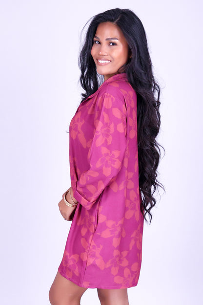 SILK FLOSS TREE FLOWER BUTTON DOWN DRESS
