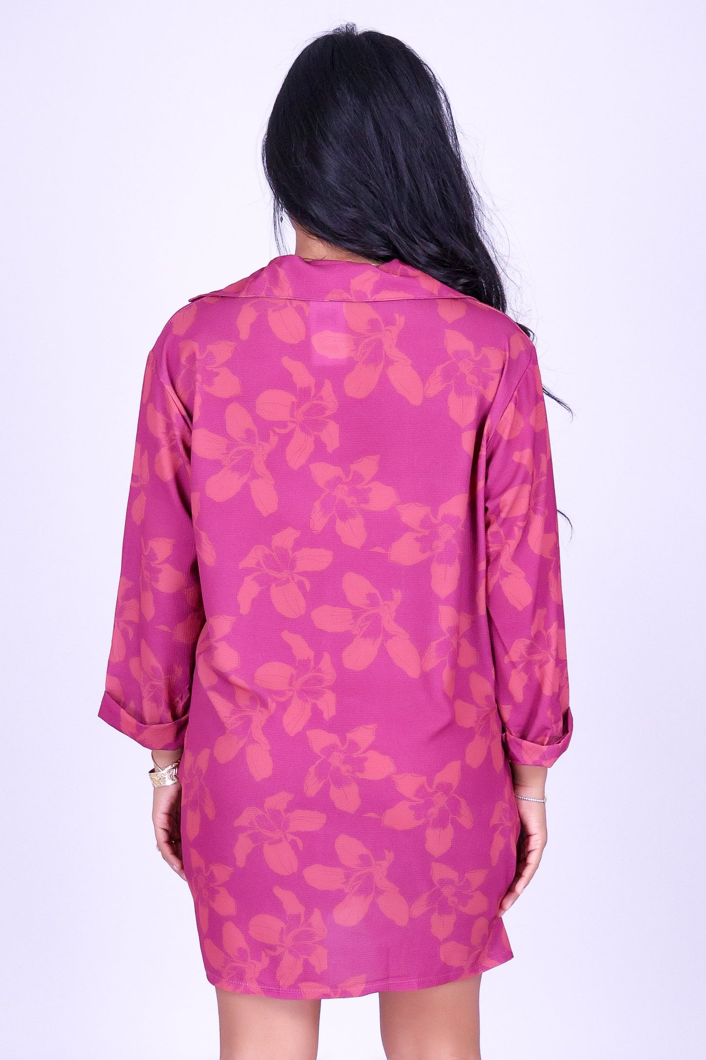 SILK FLOSS TREE FLOWER BUTTON DOWN DRESS