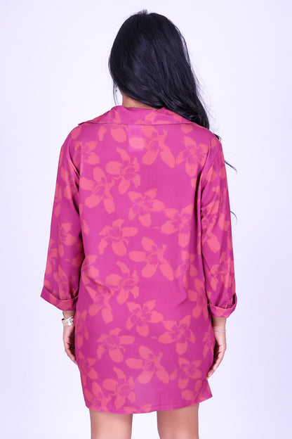 SILK FLOSS TREE FLOWER BUTTON DOWN DRESS