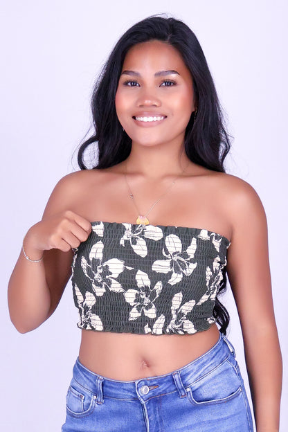 SILK FLOSS TREE FLOWER SMOCKED TUBE TOP