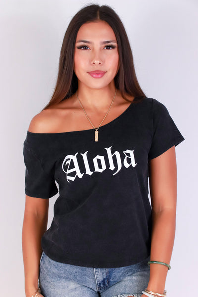 Jeans Warehouse Hawaii - S/S SCREEN - ALOHA OFF SHOULDER TEE | By ORGANIC GENERATION