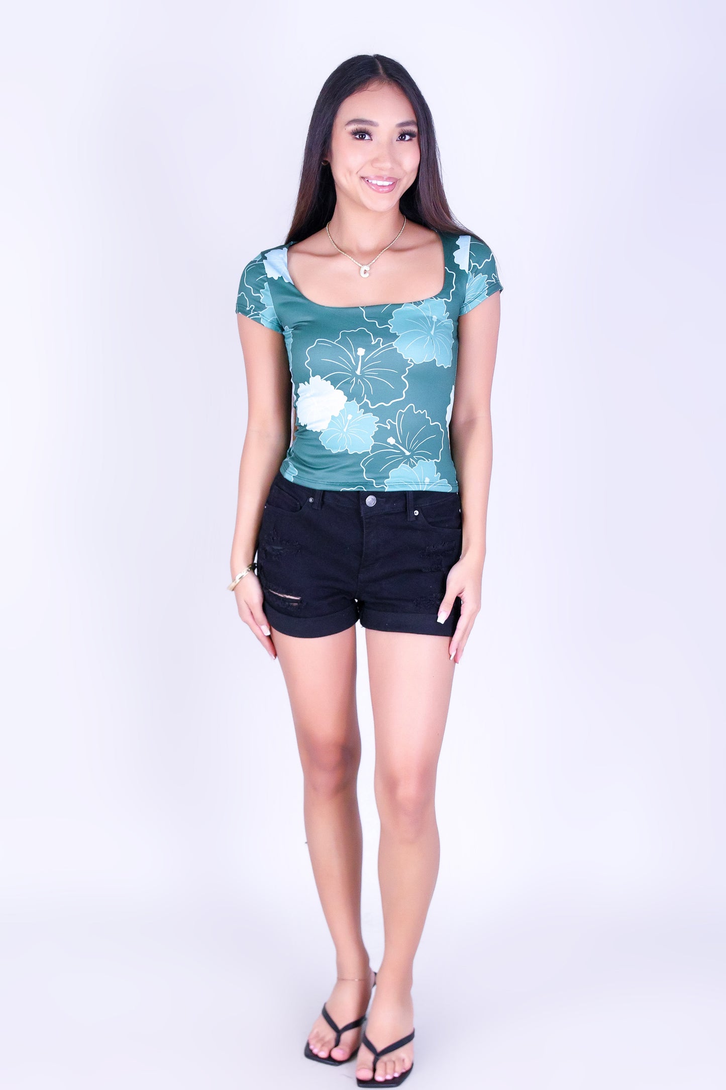 MULTI ALOALO SQUARE NECK TOP