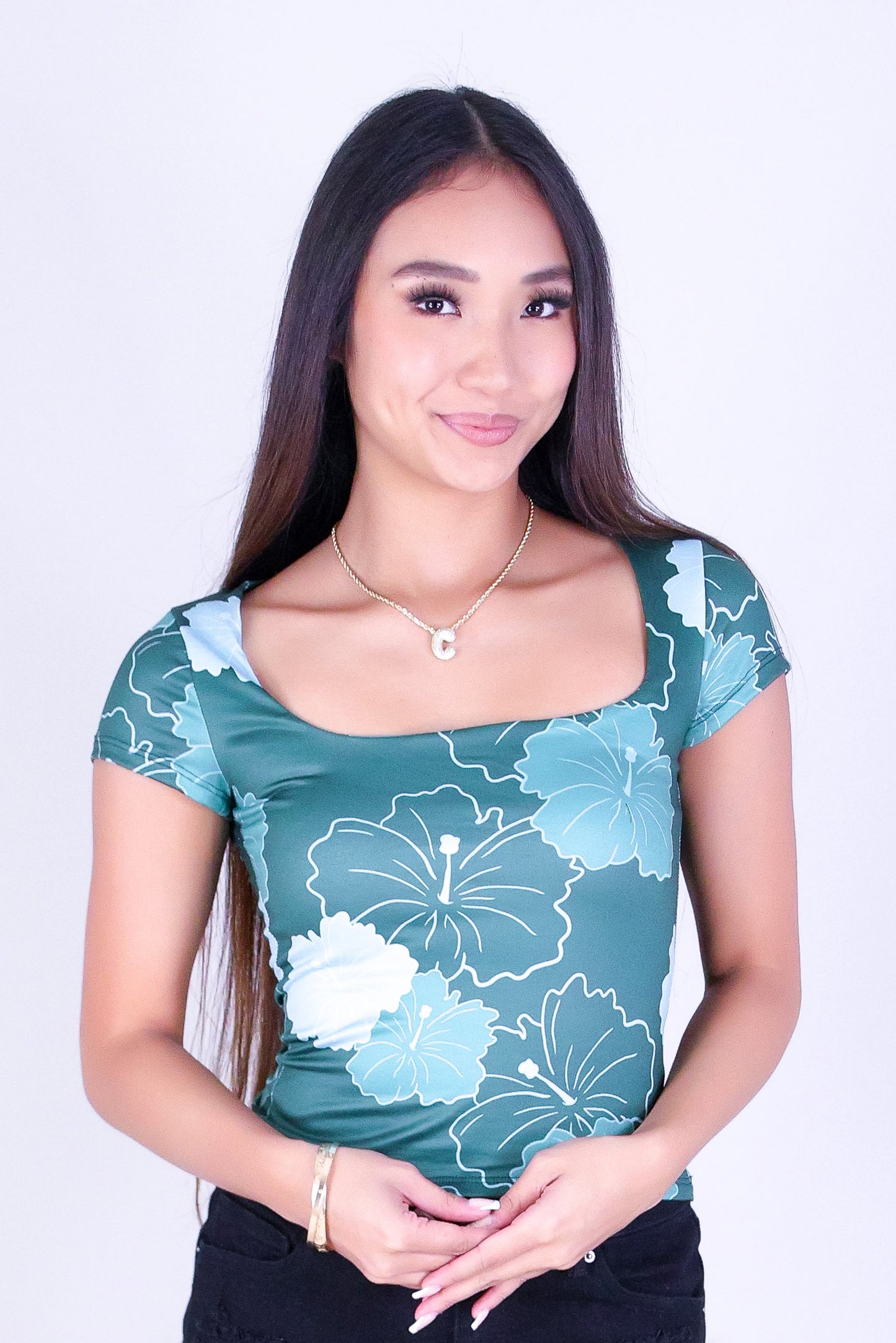 MULTI ALOALO SQUARE NECK TOP