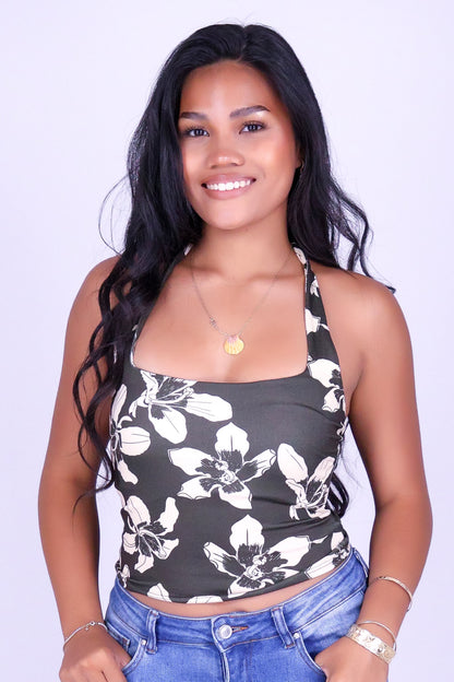 SILK FLOSS TREE FLOWER HALTER TOP