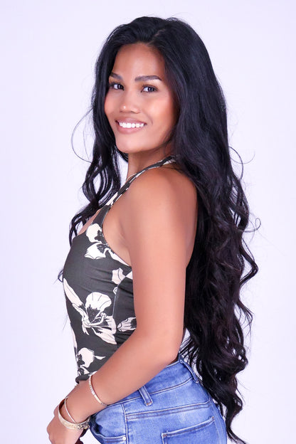 SILK FLOSS TREE FLOWER HALTER TOP
