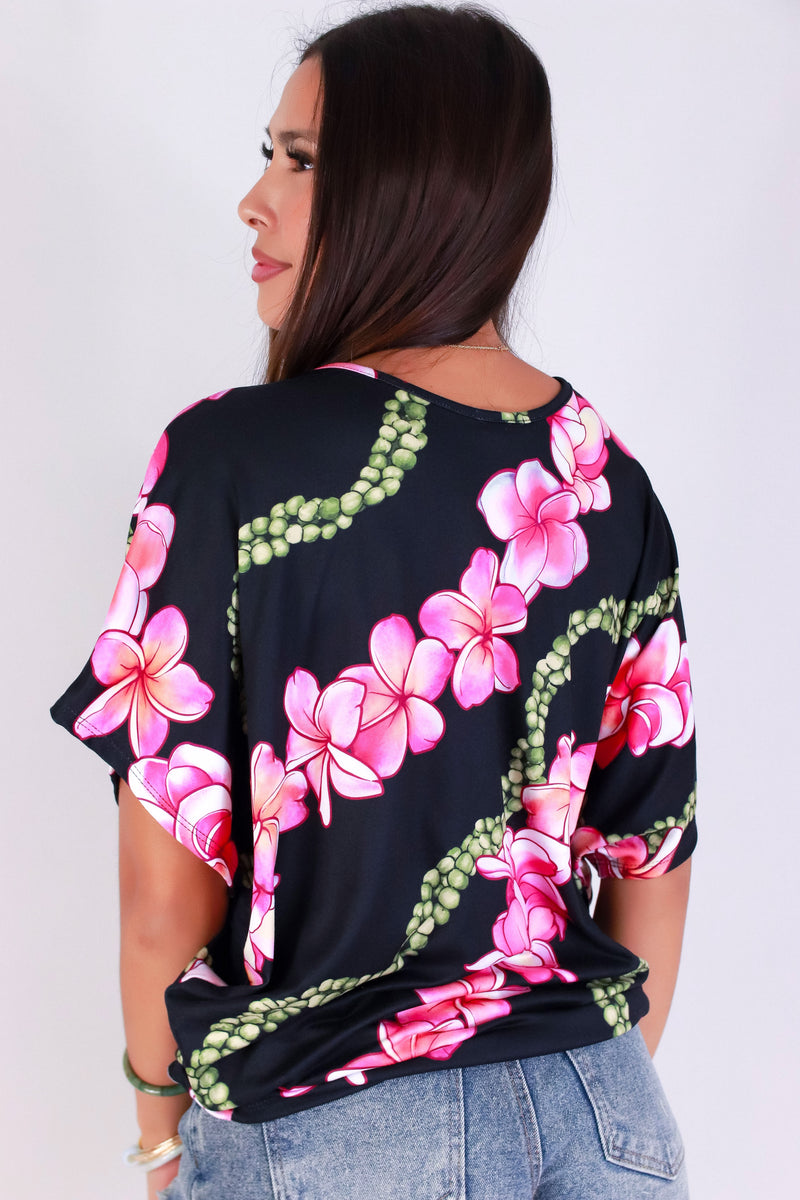 Jeans Warehouse Hawaii - SS PRINT - PLUMERIA MOKIHANA DOLMAN TOP | By LUZ