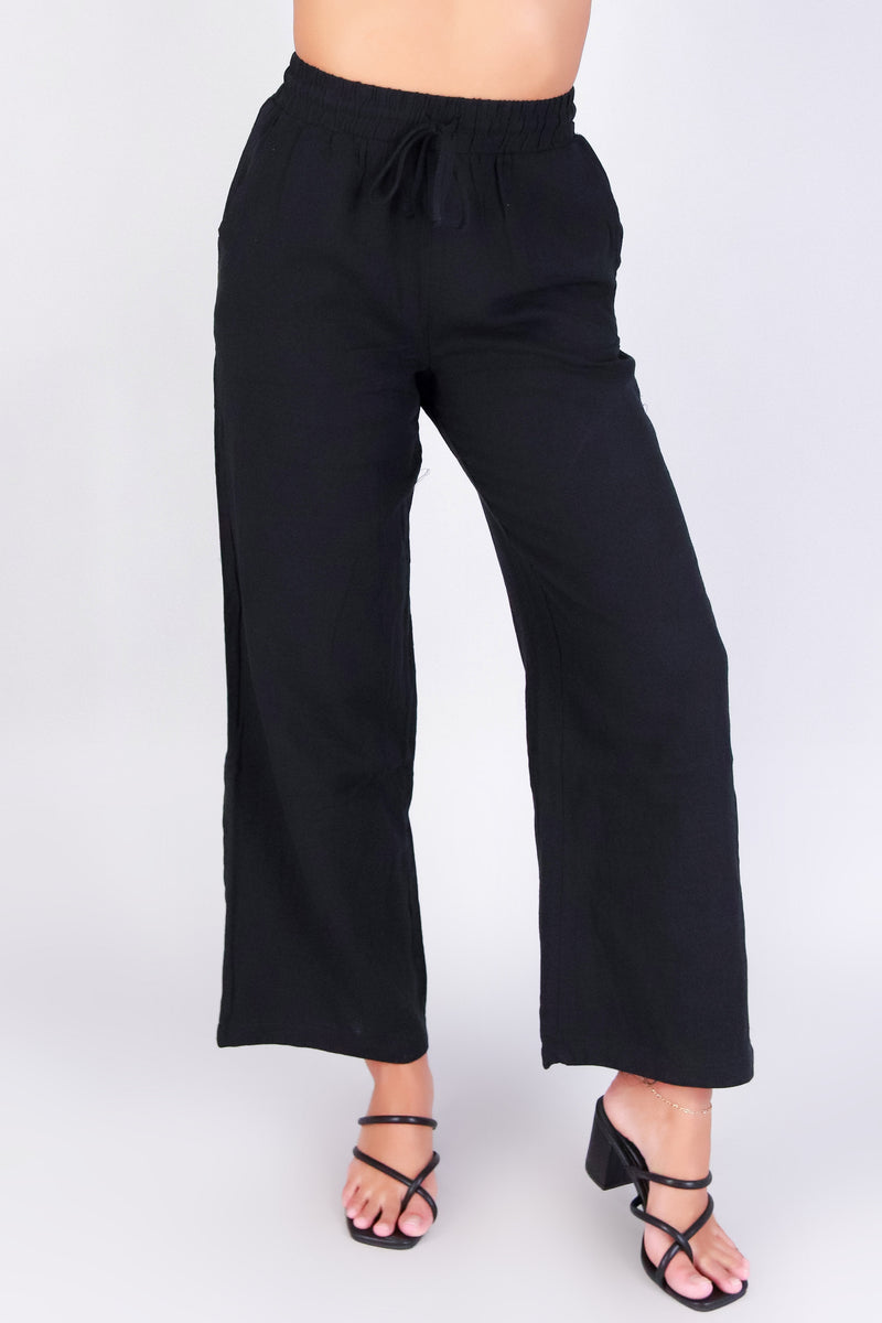 Jeans Warehouse Hawaii - SOLID WOVEN PANTS - NEVER TOO LATE PANTS | By AMBIANCE APPAREL