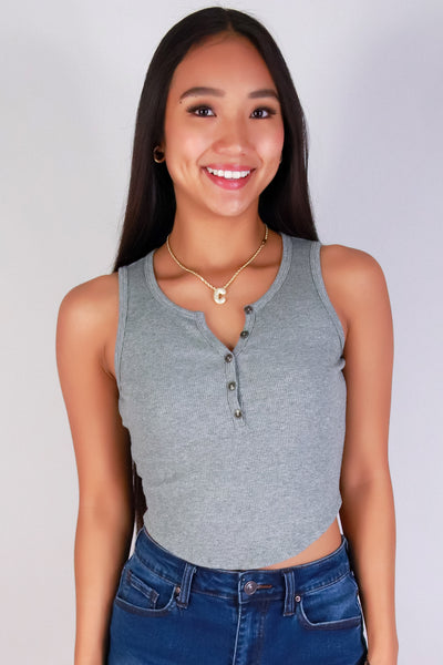 Jeans Warehouse Hawaii - SL CASUAL SOLID - BUTTON BASICS TANK TOP | By CRESCITA APPAREL/SHINE I