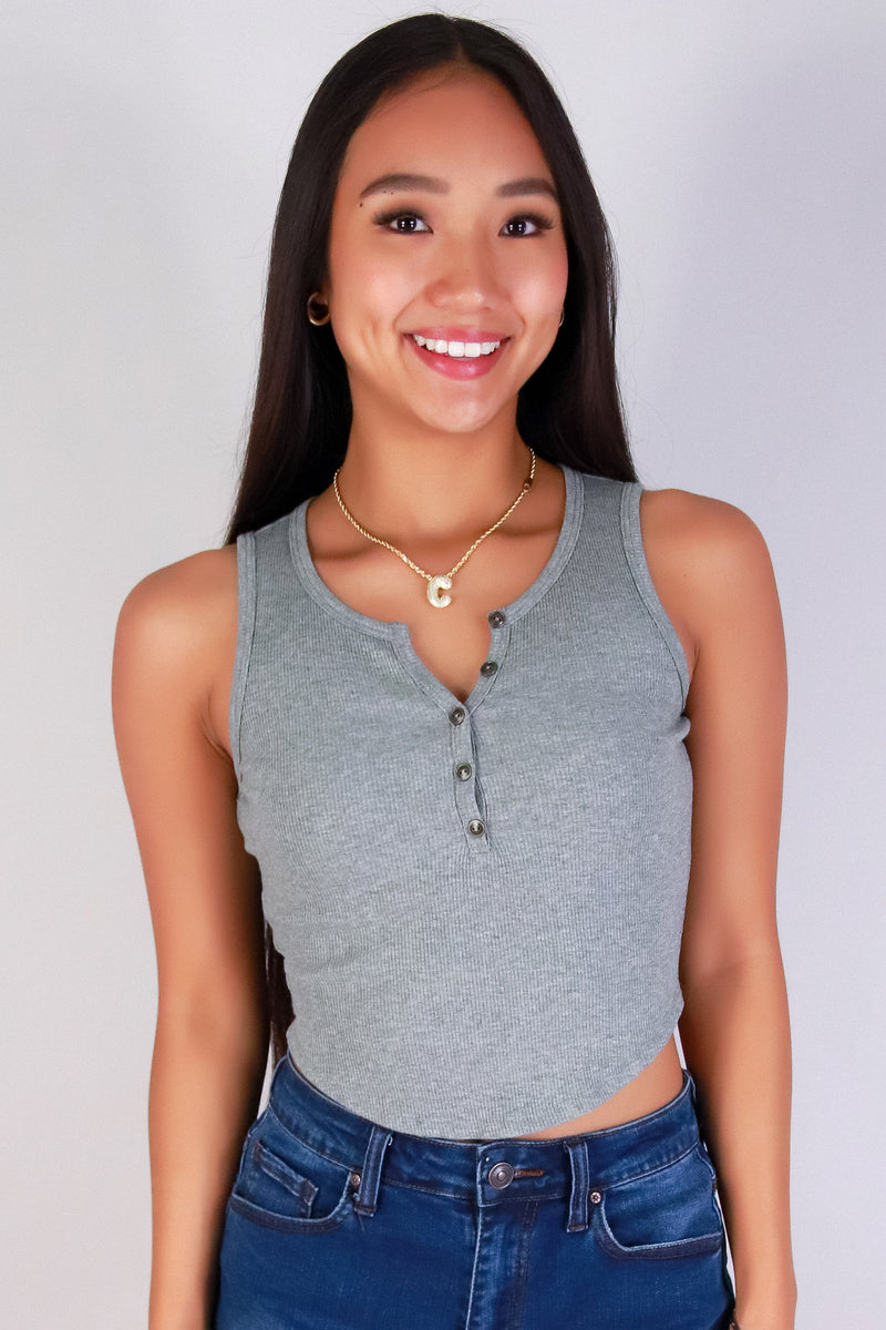 Jeans Warehouse Hawaii - SL CASUAL SOLID - BUTTON BASICS TANK TOP | By CRESCITA APPAREL/SHINE I