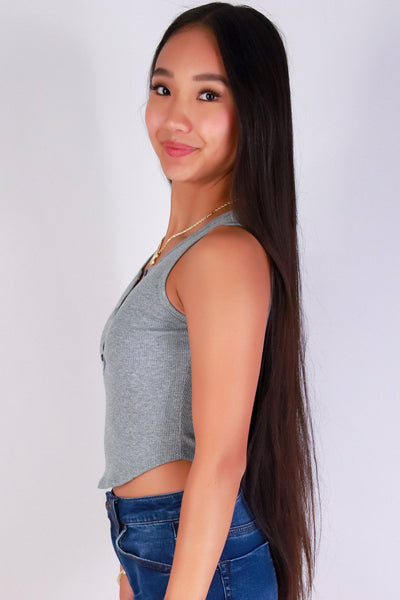 Jeans Warehouse Hawaii - SL CASUAL SOLID - BUTTON BASICS TANK TOP | By CRESCITA APPAREL/SHINE I