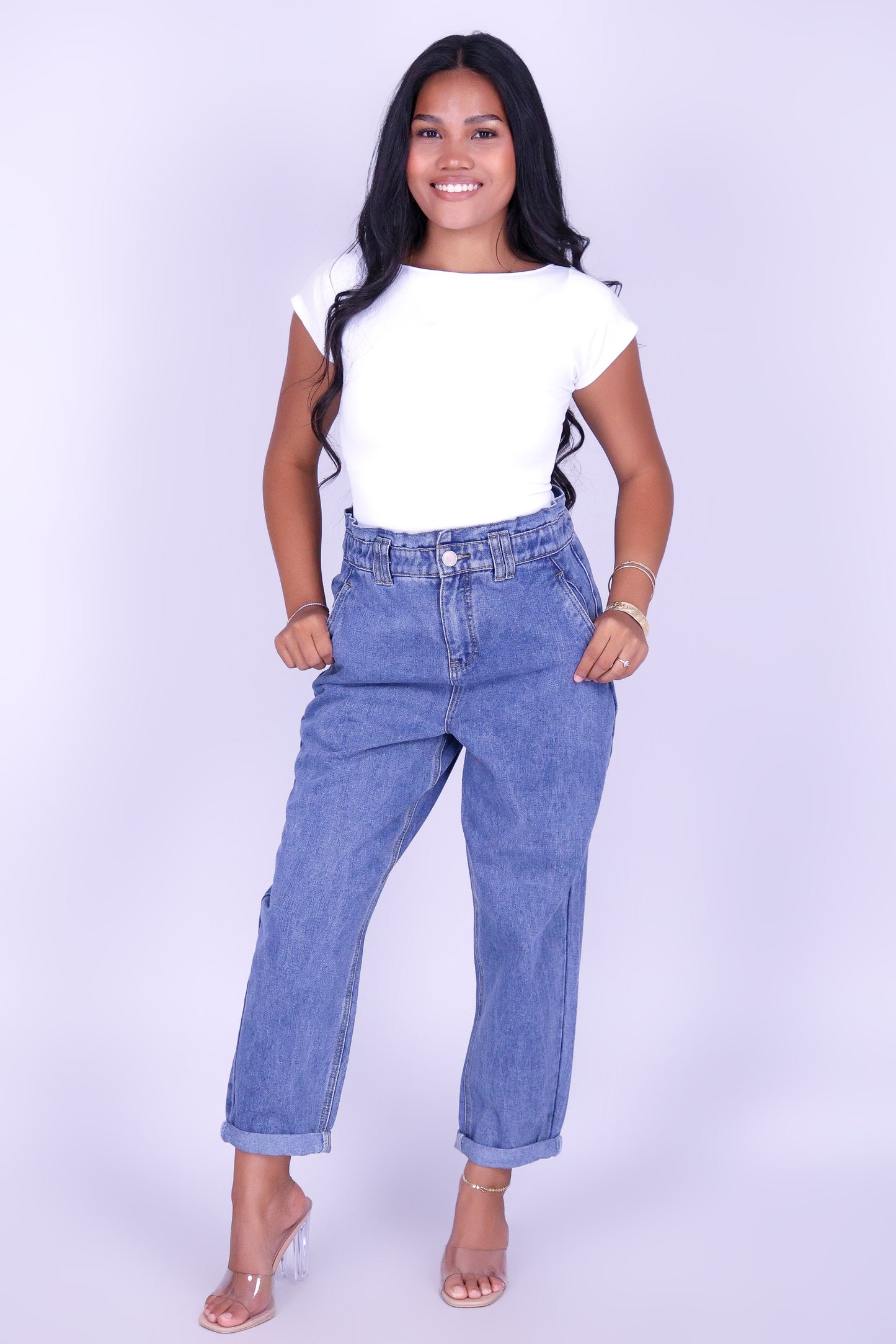 CURVED APPEAL BARREL JEANS