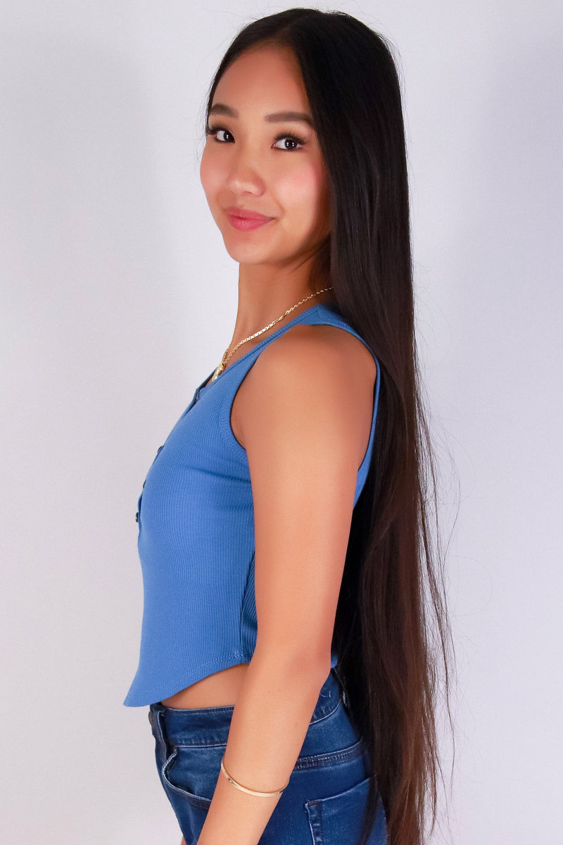 Jeans Warehouse Hawaii - SL CASUAL SOLID - BUTTON BASICS TANK TOP | By CRESCITA APPAREL/SHINE I