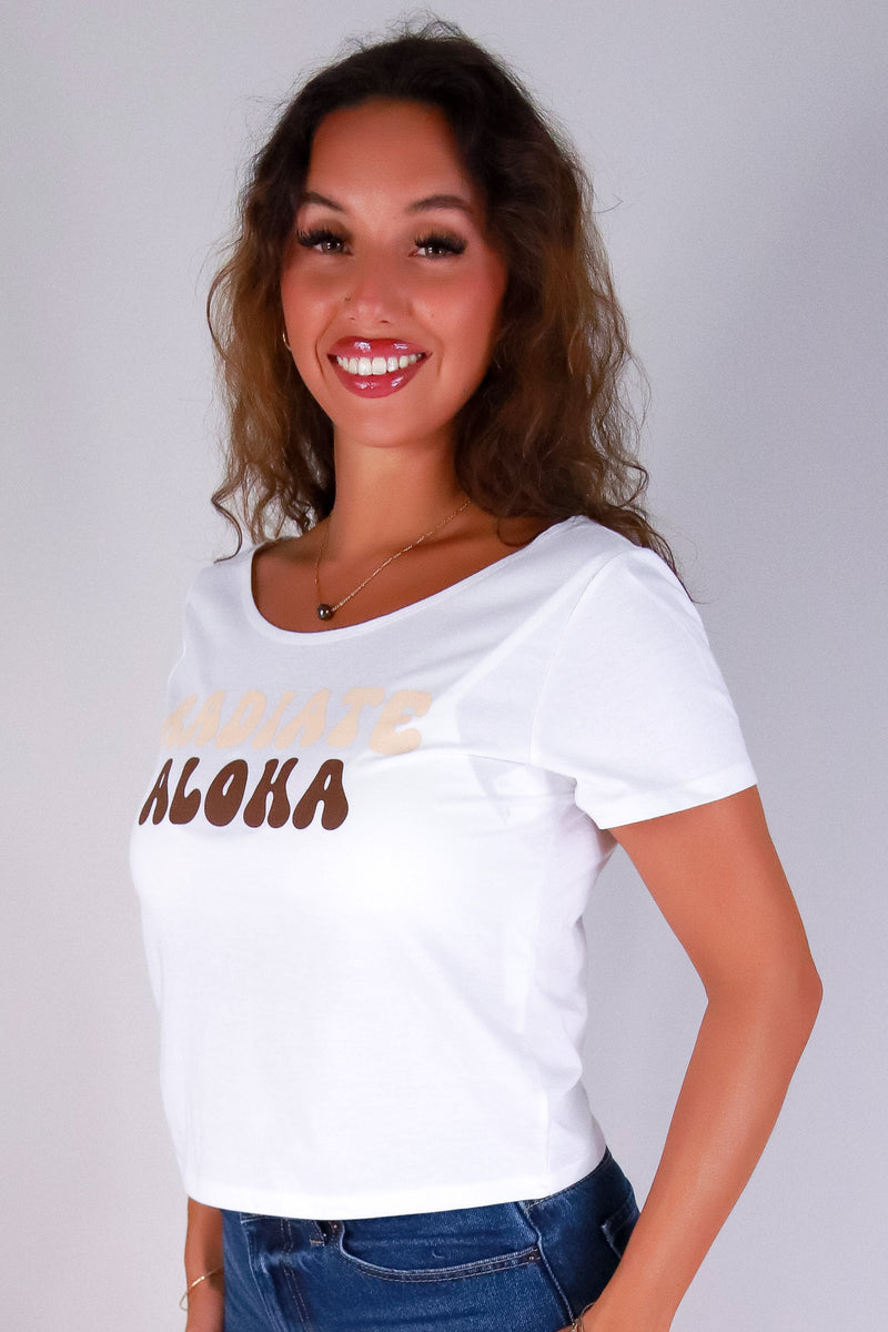 Jeans Warehouse Hawaii - S/S SCREEN - RADIATE ALOHA OFF SHOULDER TOP | By ORGANIC GENERATION