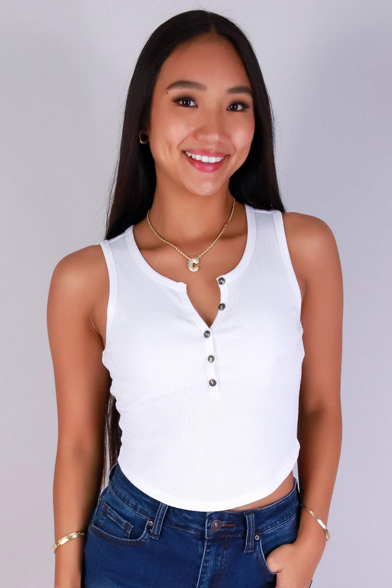 Jeans Warehouse Hawaii - SL CASUAL SOLID - BUTTON BASICS TANK TOP | By CRESCITA APPAREL/SHINE I