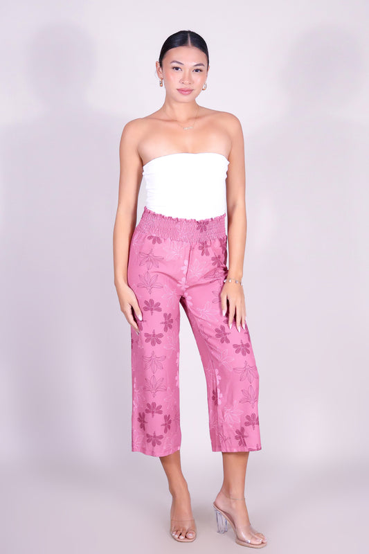 NAUPAKA SMOCKED WAIST CAPRI'S