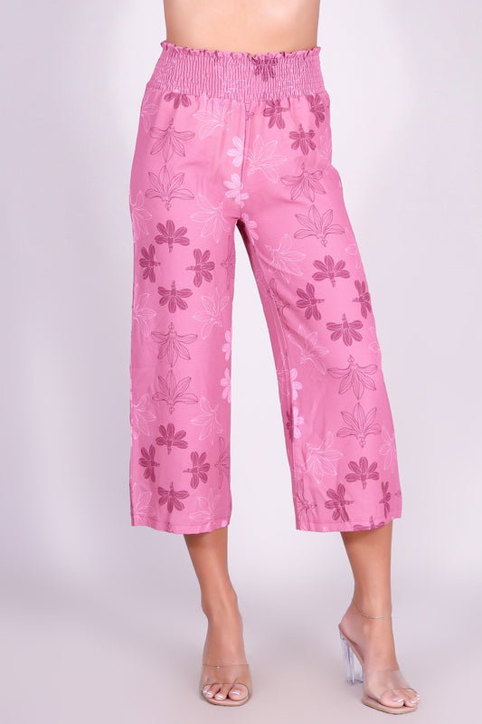 NAUPAKA SMOCKED WAIST CAPRI'S